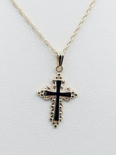 Load image into Gallery viewer, Petite Filigree Cross Pendant &amp; Chain - 14K Yellow Gold