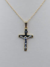 Load image into Gallery viewer, Crucifix Cross Pendant &amp; Chain - 14K Yellow &amp; White Gold