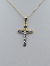 Load image into Gallery viewer, Crucifix Cross Pendant &amp; Chain - 14K Yellow &amp; White Gold