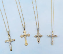 Load image into Gallery viewer, Crucifix Cross Pendant &amp; Chain - 14K Yellow &amp; White Gold