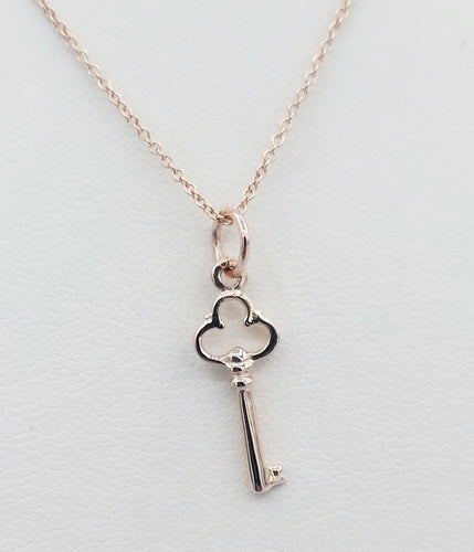 Rose Gold Solid Key Charm & Chain - Rose Gold