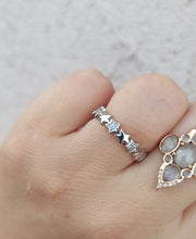 Load image into Gallery viewer, Plain &amp; CZ Stars Ring - Sterling Silver
