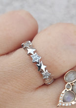 Load image into Gallery viewer, Plain &amp; CZ Stars Ring - Sterling Silver