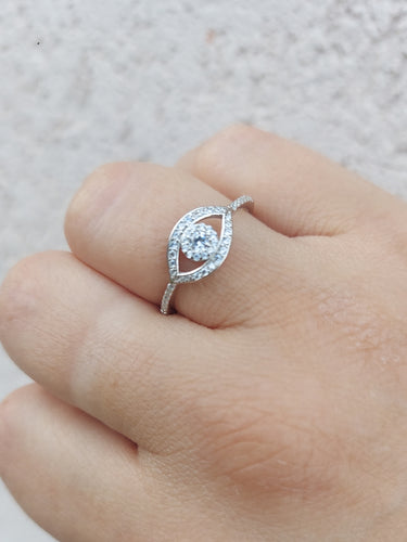 Bling-Bling Evil Eye Ring - Sterling Silver