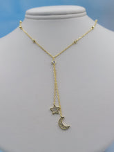 Load image into Gallery viewer, Moon and Star Drop Necklace - Sterling Silver or Gold Plated