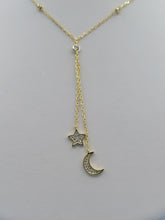 Load image into Gallery viewer, Moon and Star Drop Necklace - Sterling Silver or Gold Plated