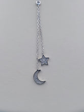 Load image into Gallery viewer, Moon and Star Drop Necklace - Sterling Silver or Gold Plated