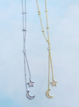 Load image into Gallery viewer, Moon and Star Drop Necklace - Sterling Silver or Gold Plated