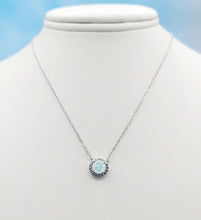 Load image into Gallery viewer, Round Opal with Halo Necklace - Sterling Silver