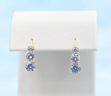 Load image into Gallery viewer, Three Stone French Back Earrings - Sterling Silver