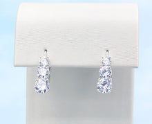Load image into Gallery viewer, Three Stone French Back Earrings - Sterling Silver