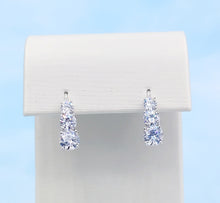 Load image into Gallery viewer, Three Stone French Back Earrings - Sterling Silver