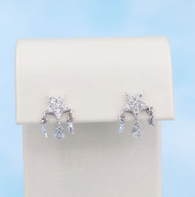 Load image into Gallery viewer, Moon &amp; Star Dangle Earrings - Sterling Silver
