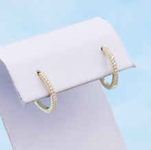 Load image into Gallery viewer, Gold Plated CZ Stone Hinged Hoop Earrings