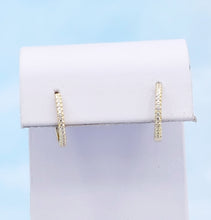 Load image into Gallery viewer, Gold Plated CZ Stone Hinged Hoop Earrings