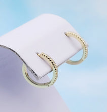 Load image into Gallery viewer, Gold Plated CZ Stone Hinged Hoop Earrings