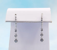 Load image into Gallery viewer, Hinged Hoop with Three Stone Dangle - Sterling Silver