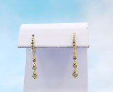 Load image into Gallery viewer, Hinged Hoop with Three Stone Dangle - Sterling Silver