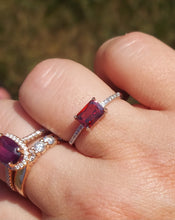 Load image into Gallery viewer, Garnet (Rust Colored) Emerald Cut Ring - Sterling Silver