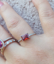 Load image into Gallery viewer, Garnet (Rust Colored) Emerald Cut Ring - Sterling Silver