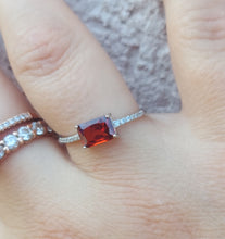 Load image into Gallery viewer, Garnet (Rust Colored) Emerald Cut Ring - Sterling Silver