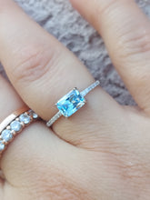 Load image into Gallery viewer, Aquamarine Emerald Cut Ring - Sterling Silver