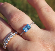 Load image into Gallery viewer, Aquamarine Emerald Cut Ring - Sterling Silver