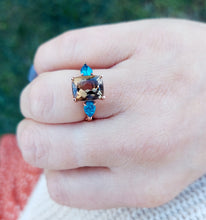 Load image into Gallery viewer, Honey Smokey Topaz and Blue Apatite Ring - 14K Rose Gold