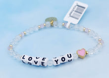 Load image into Gallery viewer, “Love You” with Pink Enamel Heart - Little Words Project Bracelet