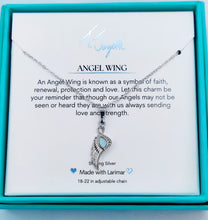 Load image into Gallery viewer, Larimar Angel Blessings Necklace - Sterling Silver TJazelle