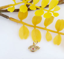 Load image into Gallery viewer, Petite Evil Eye Diamond &amp; Ruby Charm - 14K Rose Gold
