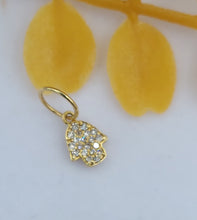 Load image into Gallery viewer, Diamond Hamsa Charm - 14K Yellow Gold
