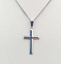 Load image into Gallery viewer, Flat Polished Cross Necklace - Sterling Silver