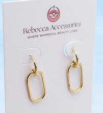 Load image into Gallery viewer, Rectangle Half Hoop Post Earrings