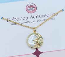 Load image into Gallery viewer, Mother of Pearl Sun Charm Dainty Pendant Necklace