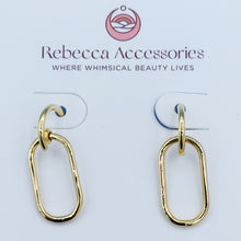 Load image into Gallery viewer, Rectangle Half Hoop Post Earrings
