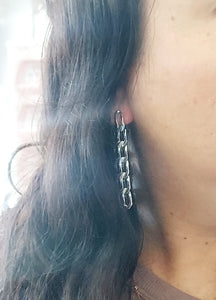2" Silver Chain Link Drop Earrings