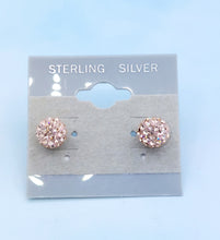 Load image into Gallery viewer, Peach Crystal Ball Studs - Sterling Silver