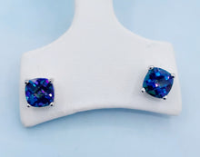 Load image into Gallery viewer, Mystic Topaz Checkerboard Cut Stud Earrings - Sterling Silver