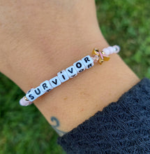 Load image into Gallery viewer, "Survivor" Little Words Project Breast Cancer Awareness Bracelet