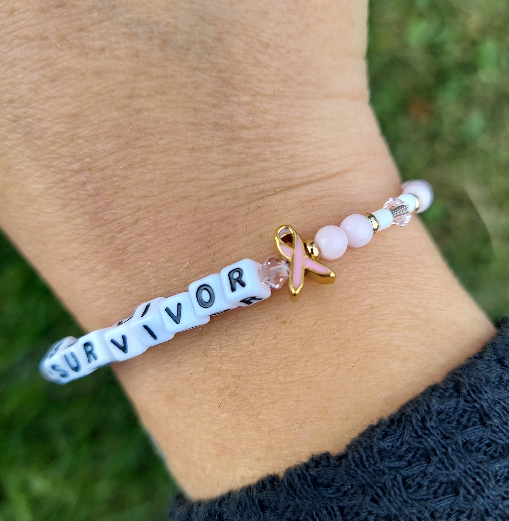 Amazon.com: BREAST CANCER NO NEEDLE NO BP ON (CUSTOMIZE IT) ARM Medical  Alert ID Bracelet - Stainless Steel Stretchable Modular Charm Links :  Clothing, Shoes & Jewelry