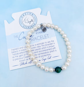 White Pearl with Green Kyanite Bracelet - TJazelle Cape Bracelet Reverse