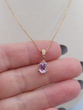 Load image into Gallery viewer, Pink Topaz and Diamond Necklace - 14K Rose Gold
