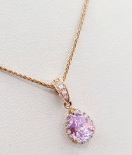 Load image into Gallery viewer, Pink Topaz and Diamond Necklace - 14K Rose Gold