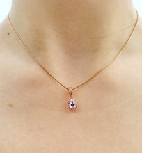 Load image into Gallery viewer, Pink Topaz and Diamond Necklace - 14K Rose Gold
