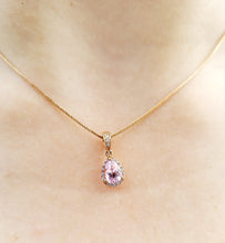 Load image into Gallery viewer, Pink Topaz and Diamond Necklace - 14K Rose Gold
