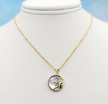 Load image into Gallery viewer, Mother of Pearl Sun Charm Dainty Pendant Necklace
