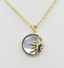 Load image into Gallery viewer, Mother of Pearl Sun Charm Dainty Pendant Necklace