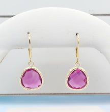 Load image into Gallery viewer, Hot Pink - Mini Teardrop Gemstone Leverback Earring