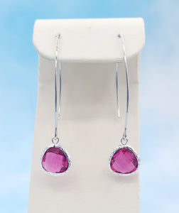 Hot Pink - Gemstone Threader Earring